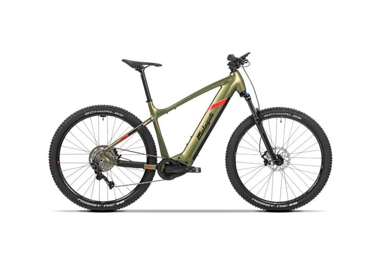 Green Malaguti Brenta HT 51 mountain bike side view, 2022 model, on white background.